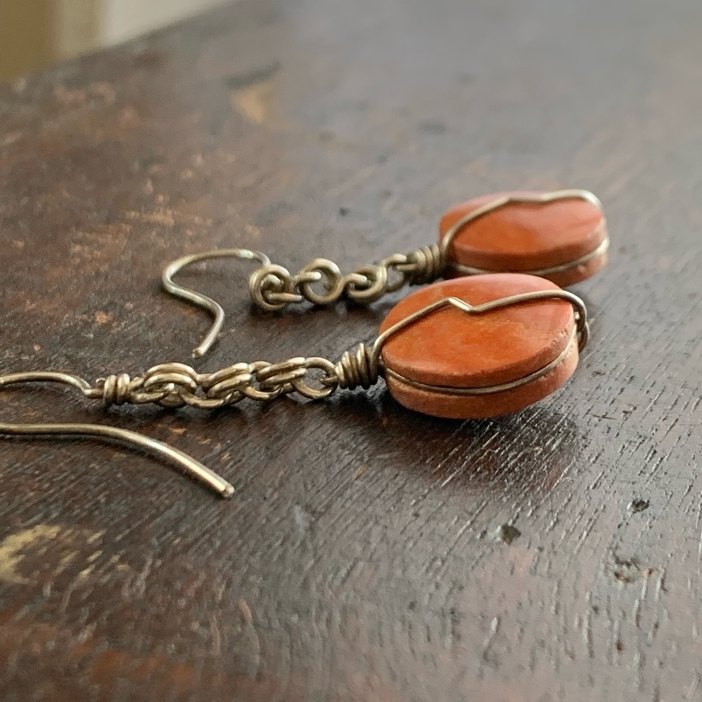 Handcrafted Artisan Gemstone Sterling Silver Dangle Earrings - Picture 9 of 9
